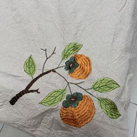 Couette personnalisable en chanvre avec motifs floraux et fruités brodés, couleur chanvre naturel, broderie lavable, literie imprimée