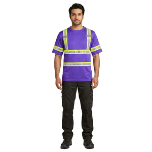 T-shirt de sécurité haute visibilité personnalisé en gros, classe 2, LED clignotante, imperméable, respirant, réfléchissant pour travaux de construction - Product Image 1
