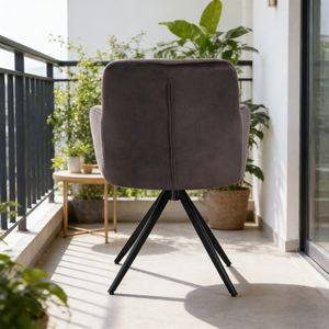 Silla de Comedor Moderna al por Mayor, Sillón Tapizado en Terciopelo con Respaldo Acolchado y Patas de Metal Negro para Restaurante - Product Image 4