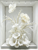 Décoration de mariage en fleurs de papier faites à la main, arrangement floral géant blanc de luxe pour la décoration de la salle de mariage, décoration de table de banquet