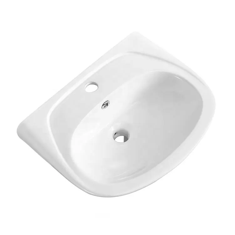 European Style White Wash Basin Bathroom Wash Basin Wall Hanging Ceramic Sink Modern Hotel Wash Basin
