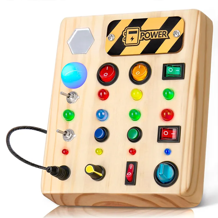 New Busy Board Montessori Toys Educational Toddler Pluggable Wires Wooden Sensory Board Switch Toy for Toddler