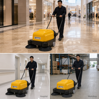 MINGNUO MN-P100AS Nouvelle Balayeuse Autoportée 12V 100Ah Machine de Balayage à Pousser 1000mm 4000m²/h Bac à Poussière 22L Industrielle 220W