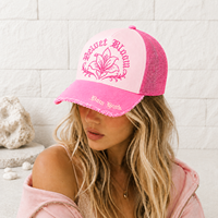 Gorra de 5 Paneles de Alta Calidad Dymf, Diseño Desgastado, Gorra Deportiva de Verano para Mujer, Logotipo Bordado Floral Personalizado, Gorra Trucker de Algodón