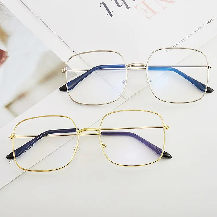Marcos de gafas ópticas cuadradas de metal, 3448, azules, ligeras
