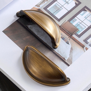 Vintage Solid <strong>Brass</strong> Shell Handles for French American Style Cabinets Wardrobes Pure <strong>Brass</strong> Retro <strong>Drawer</strong> <strong>Pulls</strong> - Product Image 5