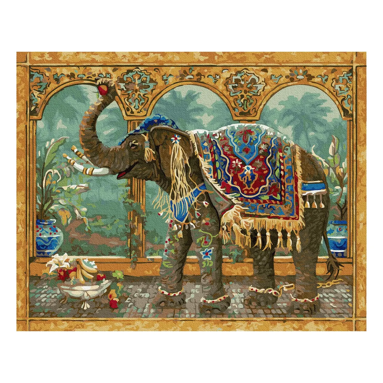 Indian elephant decorative mural, adult DIY painting, 40*50 lucky canvas painting by numbers