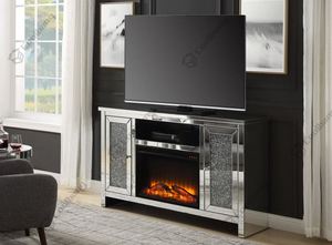 Soporte de TV Moderno con Espejo y Diamantes Triturados, Chimeneas Eléctricas Decorativas con Calefactor - Product Image 4