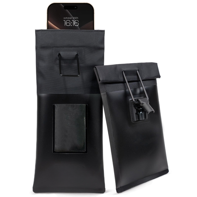 Custom Logo Hidden Pin Rfid Neoprene Magnetic Locking Mobile Pouch Lockable Smart Phone Bag for High School Students Churches