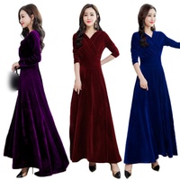 Automne printemps grande taille femmes robes pour l'extérieur portant des manches longues couleur Pure hiver jupes décontractées