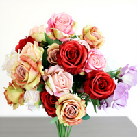 3 têtes de roses artificielles en soie couleur automne pour arrangements de table de salon et accessoires photo de mariage