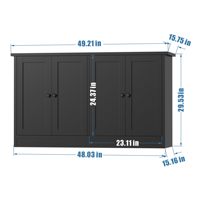 Buffet noir à 4 portes, armoire de rangement, style Shaker, armoire d'appoint pour salon, salle à manger, entrée, avec étagères