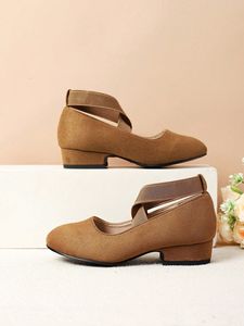 Nouvelles Chaussures de Cérémonie pour Filles, Style Rétro, en Daim, à Talons Carrés, avec Lacets Croisés, pour Enfants - Product Image 3
