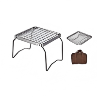 Réchaud de camping moderne, portable et pliable en acier inoxydable, barbecue extérieur au bois et au charbon de bois pour 3 à 5 personnes, avec sac de transport pour pique-nique