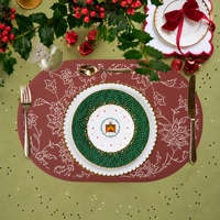 Napperons de Noël vintage imprimés en PVC, résistants à la chaleur, imperméables, anti-taches, faciles à nettoyer, pour fêtes et décoration de la maison