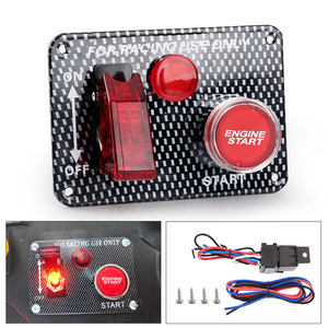 แผงคาร์บอนไฟเบอร์สำหรับตกแต่งรถยนต์ พร้อมสวิตช์แบบกด 12V 30A ปุ่มสตาร์ทเครื่องยนต์ สำหรับใช้ในการแข่งรถ - Product Image 2