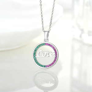 YILUN giorno della mamma gioielli Multi colore Zirconia 925 in argento Sterling amore ciondolo collana per le donne - Product Image 2