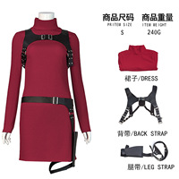 Costume de cosplay d'Ada Wong rouge pour adulte, ensemble de 4 pièces, en polyester, pour femmes, idéal pour les fêtes d'Halloween