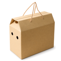 Boîte en carton portable avec poignée, emballages en kraft pour desserts à emporter, fournitures pour cafés et restaurants, vente en gros