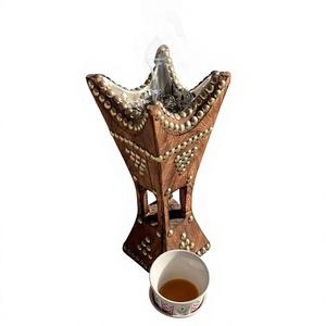 Brûleur d'encens Bakhoor en bois esthétique en forme de couronne, fait main avec clous métalliques, porte-encens aromatique Bakhoor - Product Image 1