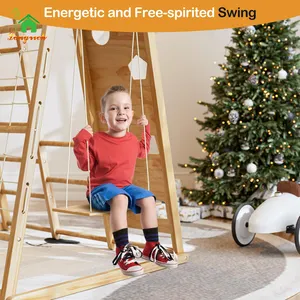 Arrampicata per bambini con struttura in legno arrampicata per bambini giocattoli da arrampicata 8-in-1 per bambini con scivolo per i più piccoli
