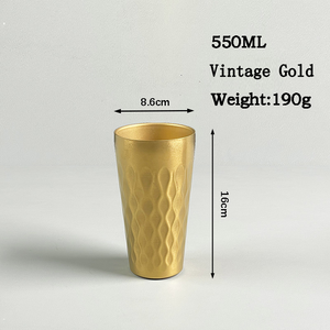 Hui-<span class=keywords><strong>e</strong></span> coreano Vintage in oro 304 in acciaio inossidabile tazza a doppio strato per tè <span class=keywords><strong>e</strong></span> birra che servono alle feste per ristoranti - Product Image 5