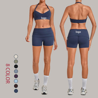 Nouvel ensemble de yoga personnalisé style halter avec taille pliable, contrôle du ventre et effet push-up, pour fitness amincissant