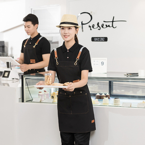 Grembiule da cucina in tela da lavoro impermeabile con Logo personalizzato con tasche per donna uomo cameriere caffè Nail Beauty parrucchiere uniforme Grill
