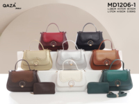 Ensemble de sacs à main pour femme QAZA en cuir PU, avec rabat à points de surpiqûre ondulés, fermoir anneau bicolore, poignée supérieure et bandoulière, multi-positions, vente en gros