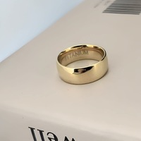 Bague large en acier inoxydable, dôme lisse et poli, minimaliste, unisexe, en stock, vente en gros, bijoux de mode