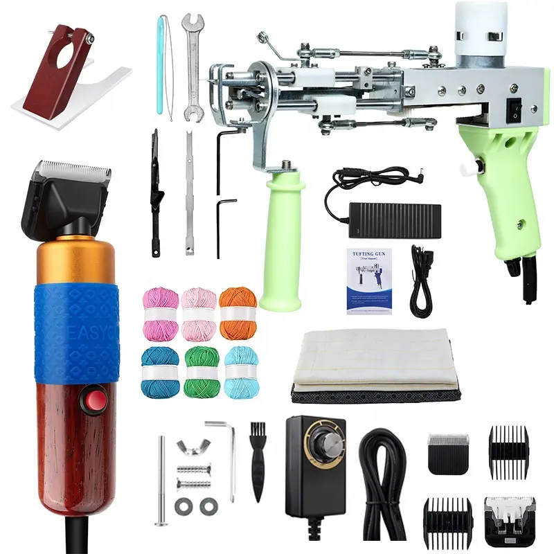 Carpet Making Starter Kit - 2-In-1 Tufted Carpet Gun Electric Cutting Wool Carpet Cloth