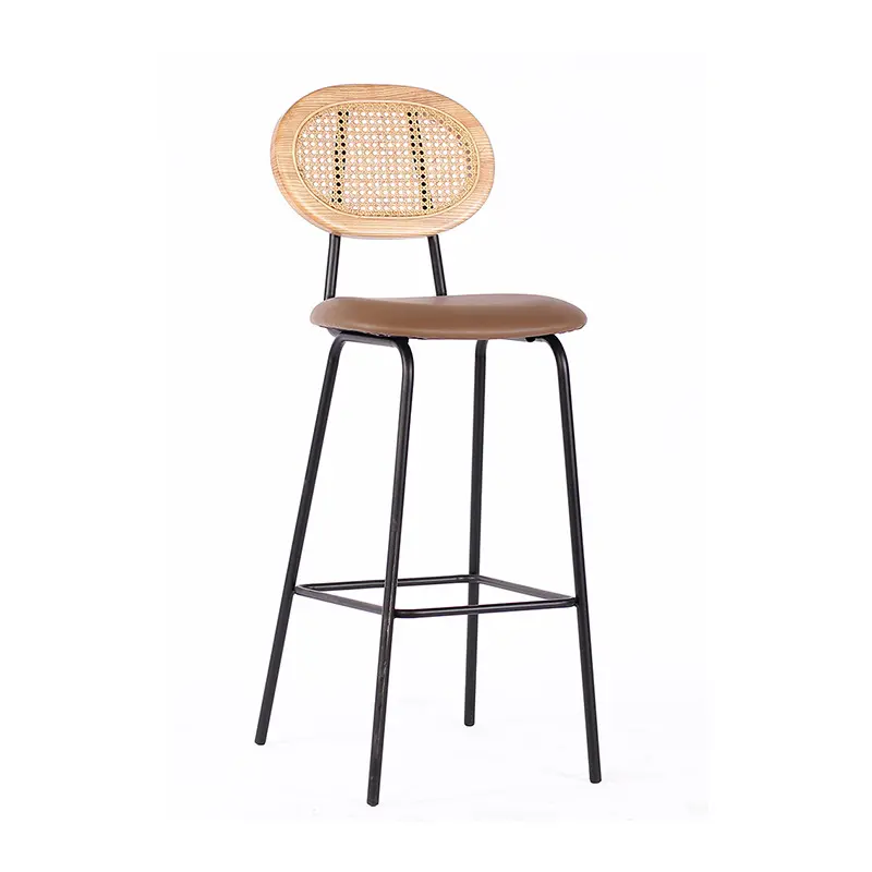 Cadeira de barra moderna pp rattan estilo moderno, cadeira de metal, balcão de cozinha, cadeira alta para bar, mesa