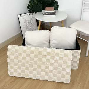 Tùy Chỉnh Màu Grey Hiện Đại Nhung Gấp Ottoman Phân Có Thể Gập Lại Lưu Trữ Hộp Chỗ Để Chân Đệm Ghế Cho Phòng Ngủ Phòng Khách Nhung - Product Image 4