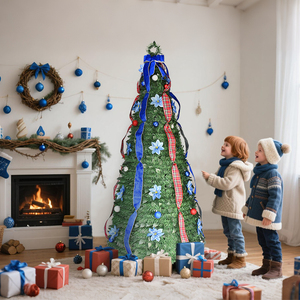 Árbol <span class=keywords><strong>de</strong></span> <span class=keywords><strong>Navidad</strong></span> Decorativo <span class=keywords><strong>de</strong></span> Tela <span class=keywords><strong>de</strong></span> 6 Pies con Ramas <span class=keywords><strong>de</strong></span> Pino Artificiales Brillantes para Decoración Festiva - Product Image 1