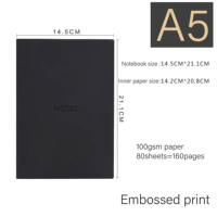 Libreta Personalizada A5 de Cuero PU Negro, Cuaderno Minimalista de Papel Grueso, Agenda de Negocios, Marcador con Colgante Metálico, Diario, Regalo