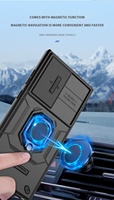 Étui de support d'anneau robuste pour Samsung S25 Ultra S24 Ultra S24 FE S23 Plus étui de confidentialité pour caméra à glissière pour Galaxy A55 A56 A25 A26 A54