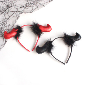 <b>Devil</b> Horn Headband Red Black Furry Costume Prop Halloween Party Wear <b>Accessory</b> - Product Image 3