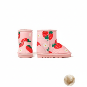 Bottes chaudes pour filles coréennes OZKIZ, imprimé fraises, tige synthétique, 2-6 ans, mode hiver pour enfants, vente en gros - Product Image 2