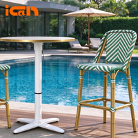Chaises de comptoir d'extérieur en rotin imperméables, tabourets de bistrot, mobilier de bar, chaises hautes de jardin en osier