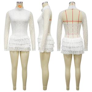 Women's Fashion Sexy Solid Color <strong>Lace</strong> Long Sleeve Backless Mini Shorts Wholesale Nightclub Party Jumpsuit Playsuit <strong>Rompers</strong> - Product Image 5