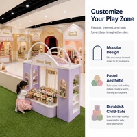 Équipement de terrain de jeux souple : Villes de jeu de rôle pastelées et rêveuses (Boulangerie, Fleuriste, Salon, Bureau de Poste) pour lieux commerciaux
