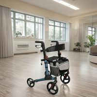 Rollator en aluminium avec poignée de frein Rollator à double clé avec sac à provisions détachable et dossier Rotallor