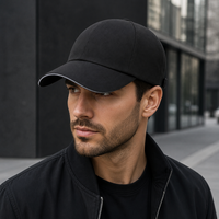 Casquette de baseball noire à visière incurvée, multi-panneaux, brodée, pour sports de plein air, vente en gros, fournisseur d'usine