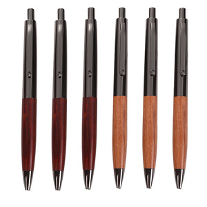 Bolígrafo de madera maciza con mecanismo de pulsación y logotipo grabado, bolígrafo de gel de sándalo y bolígrafo promocional publicitario para empresas, en stock. - Product Image 1