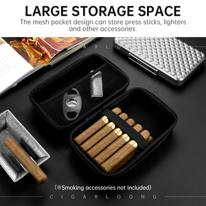 Cigarloong cổ điển nội bộ lưới túi không gian lớn thiết kế PU Chất liệu màu đen Xách Tay Hộp xì gà 8-20 cái với Hộp quà tặng bao bì - Product Image 2