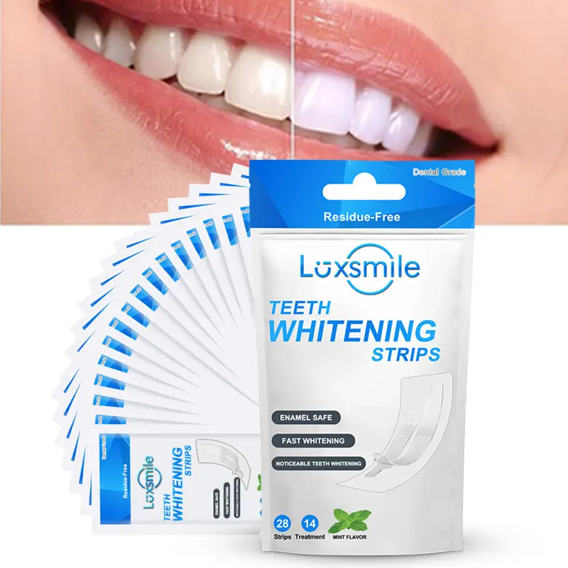 לוגו פורמולה מותאם אישית טהור טבע 5D תווית פרטית הלבנת פסים בהירים ללא פרוקסיד הלבנת שיניים 42