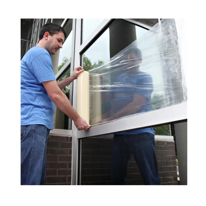 Geçici cam pencere yüzeyi için PE toz geçirmez koruyucu Film