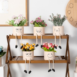 Expresión creativa, pies colgantes, <span class=keywords><strong>muñeca</strong></span>, planta verde, balcón interior, decoración de escritorio, manualidades, maceta de cerámica - Product Image 3
