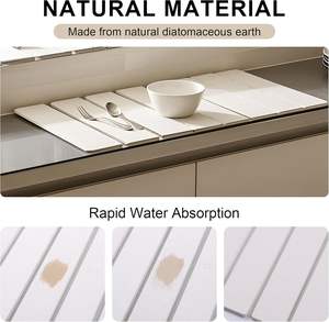 Grand tapis de séchage de vaisselle en pierre, séchage rapide, pliable, tapis de séchage de vaisselle en pierre pliable pour comptoir de cuisine - Product Image 2