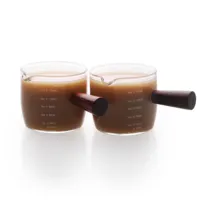BCnmviku Desain Baru 2 Pak Shot Kaca Pitcher Tunggal Cerat Espresso Kacamata Shot 3 Ons Tripel Barista dengan Pegangan